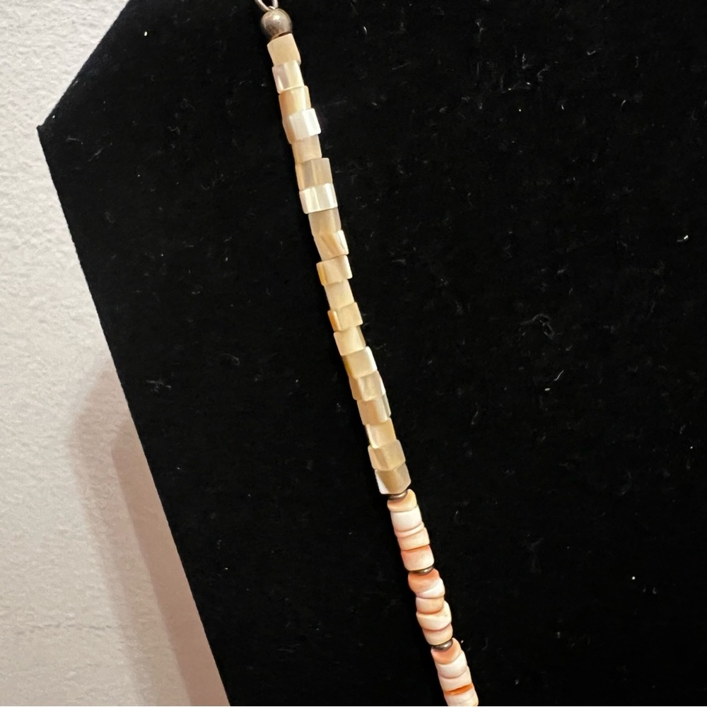 Vintage Marjorie Baer Sf Pink Puka Shell Mother of Pearl Necklace - Picture 5 of 8